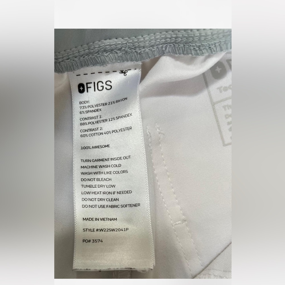 Figs Scrub bottoms Jogger Pants White with contrast grey waistband rare M pet - Picture 6 of 6